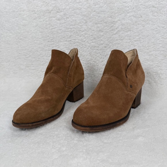 Bearpaw Women Brown Suede Cutout Block Heel Ankle Booties Size 10 - Picture 14 of 15